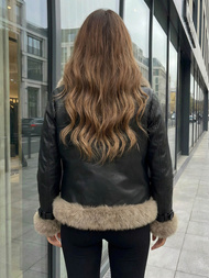 Damen Lederjacke Schwarz OZONEE JS/61M8517/392Z