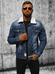 Herren Jeansjacke Sherpa Dunkelblau OZONEE NB/MJ516BSZ