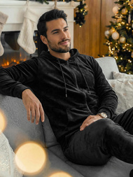 Herren Velours Sportanzug Schwarz OZONEE JS/8C1169/3Z