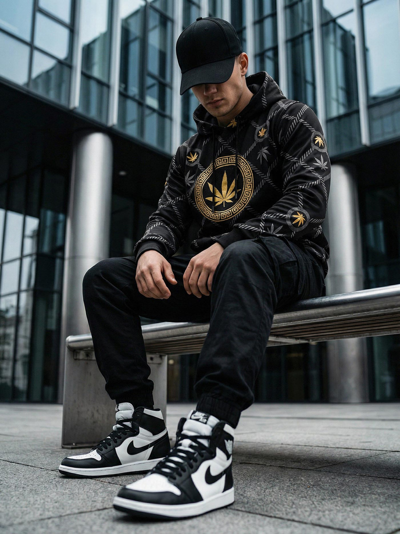 Herren Kapuzenpullover Schwarz OZONEE O/B267Z