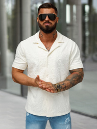 Herren Kurzarmhemd Ecru OZONEE O/B2258