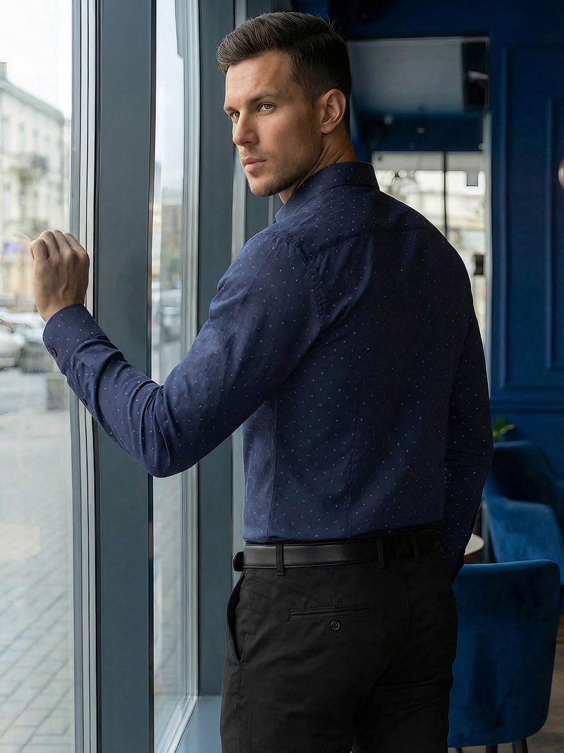 Herren Hemd Dunkelblau OZONEE V/V181Z