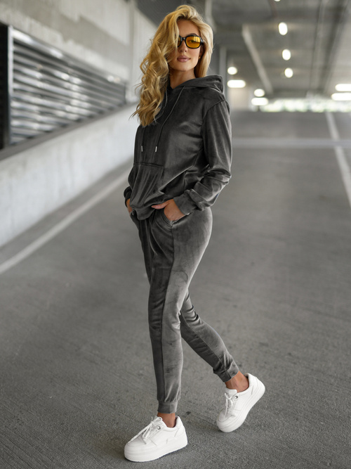 Damen Velours Sportanzug Anthrazit OZONEE JS/8C1301/6