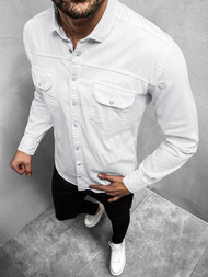 Herren Jeanshemd Weiß OZONEE O/5812Z