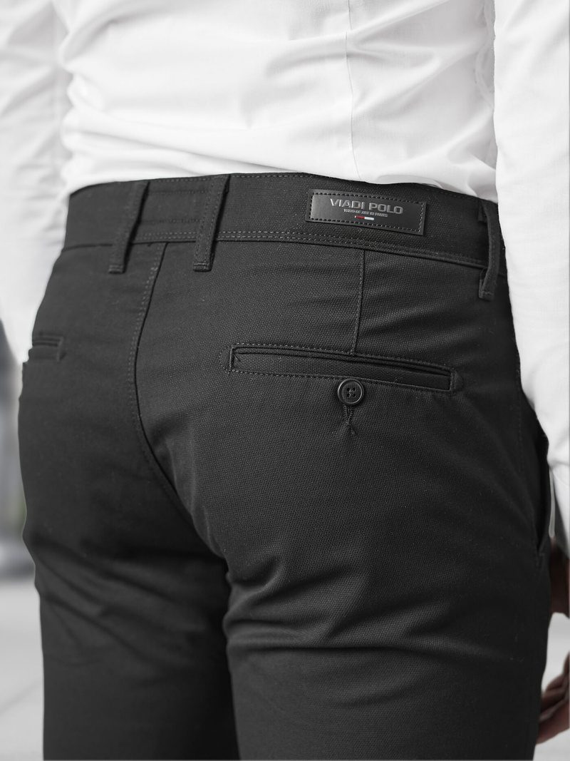 Herren Chino Hose Schwarz OZONEE V/5100