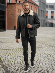Herren Lederjacke Schwarz OZONEE JS/11Z8271
