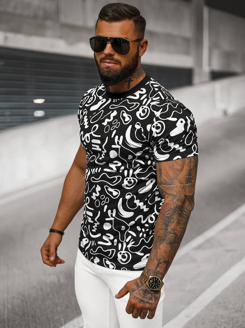 Herren T-shirt Schwarz OZONEE JS/8T1205/3