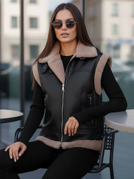 Damen Lederweste Schwarz OZONEE JS/61M8503/392Z