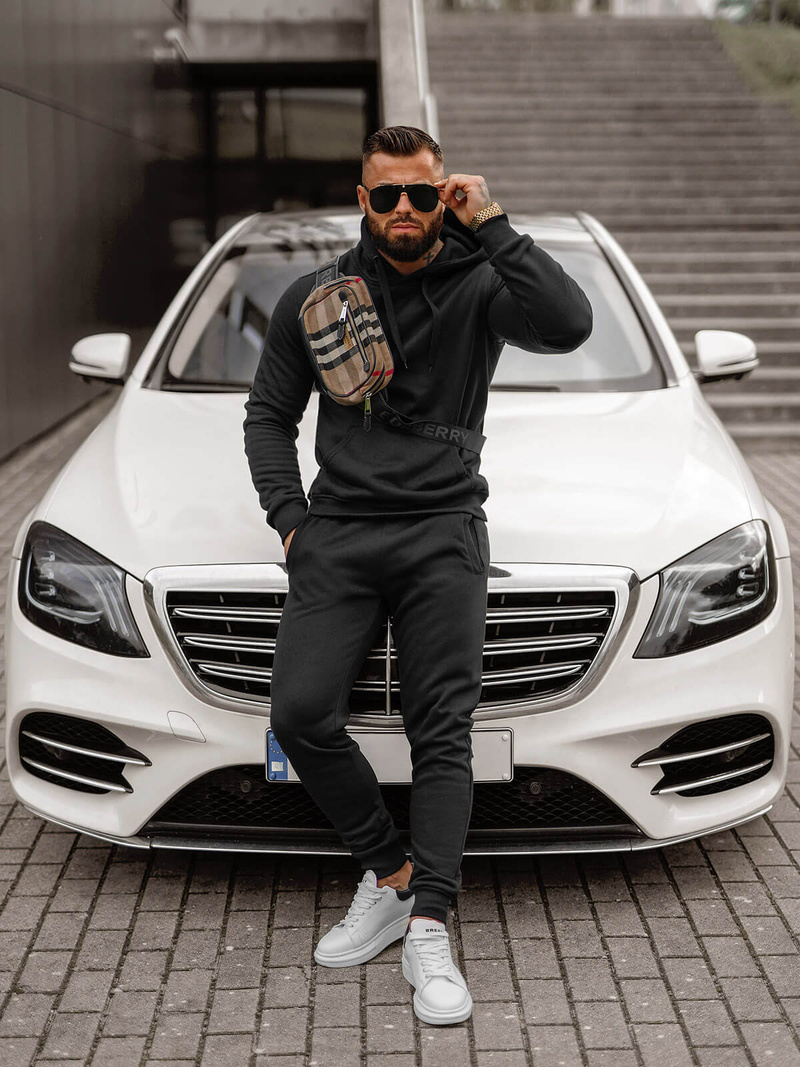 Herren Sportanzug Schwarz OZONEE JS/68C10381/3Z